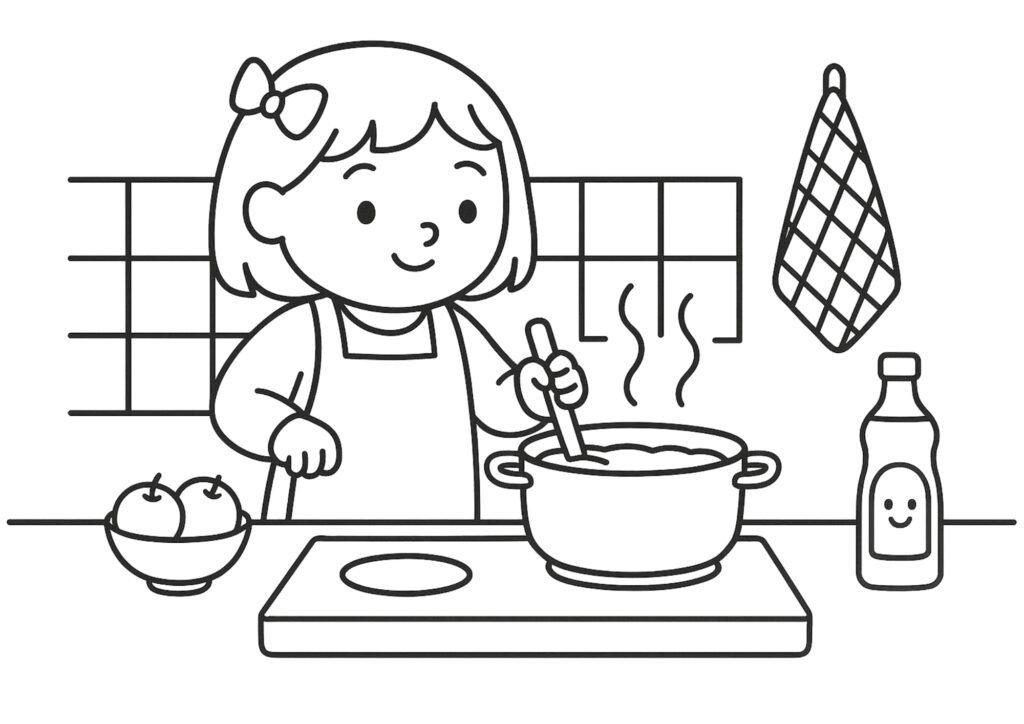 Imagem do Bobbie cozinhando 