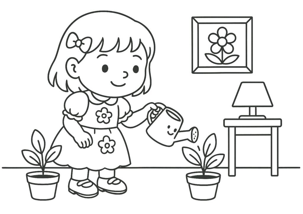Imagem do Bobbie regando as plantas