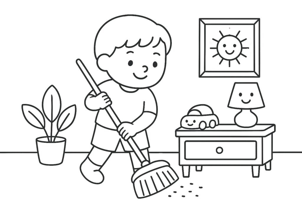 Imagem do Bobbie Limpando a casa