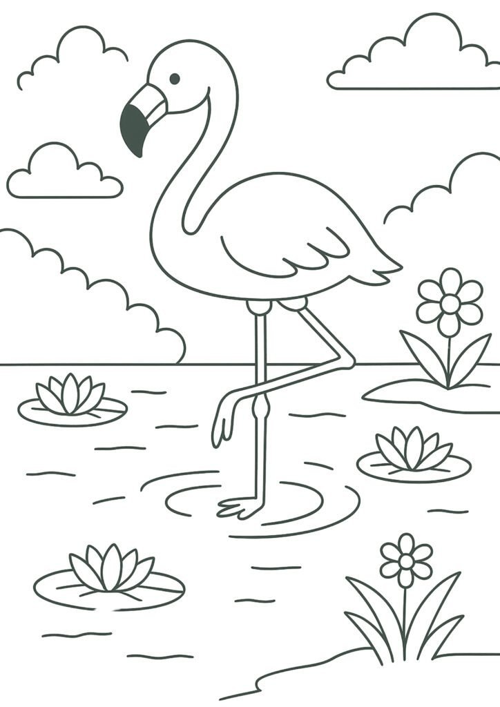 Desenhos Fofos para Colorir de Animais garça 