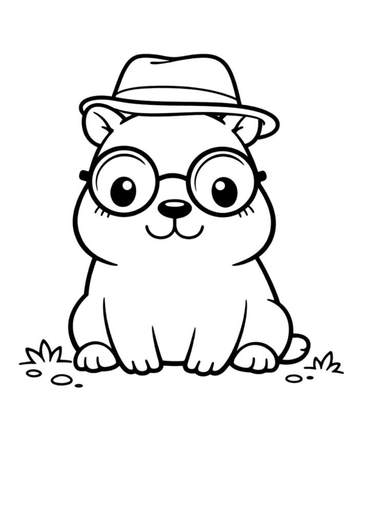 Desenho para Colorir Capivara