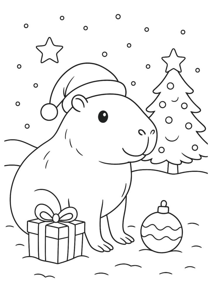 Capivara para colorir - natal