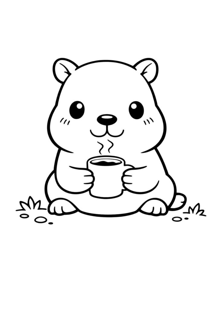 Desenho para Colorir Capivara