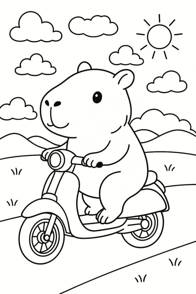 Desenho de capivara para colorir simples