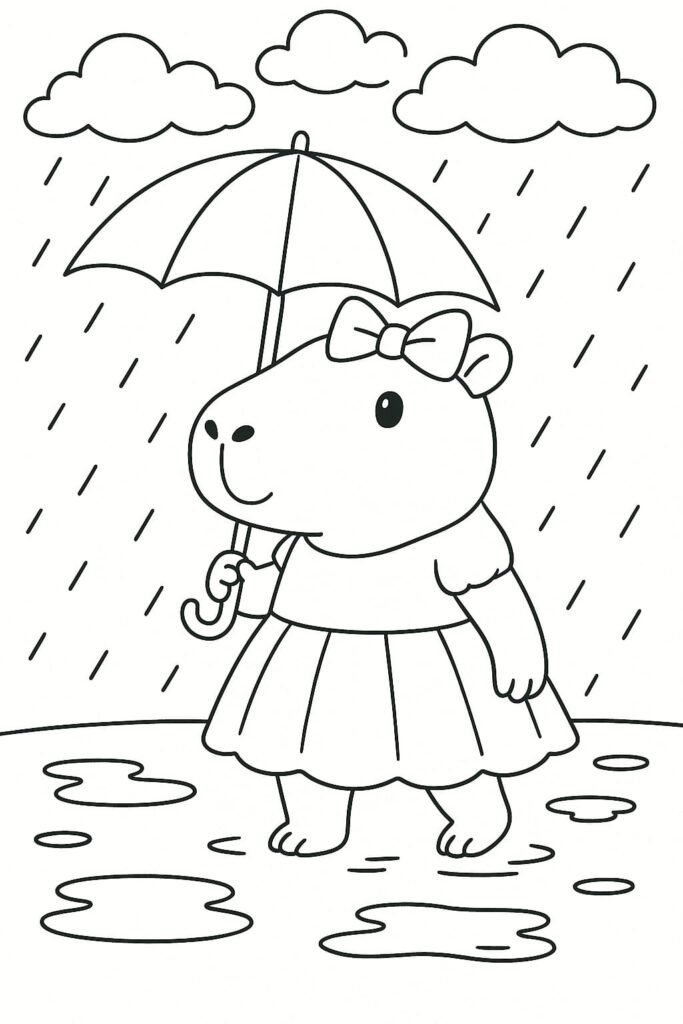 Desenho de capivara para colorir simples