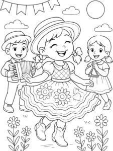 Desenho para colorir dança festa junina