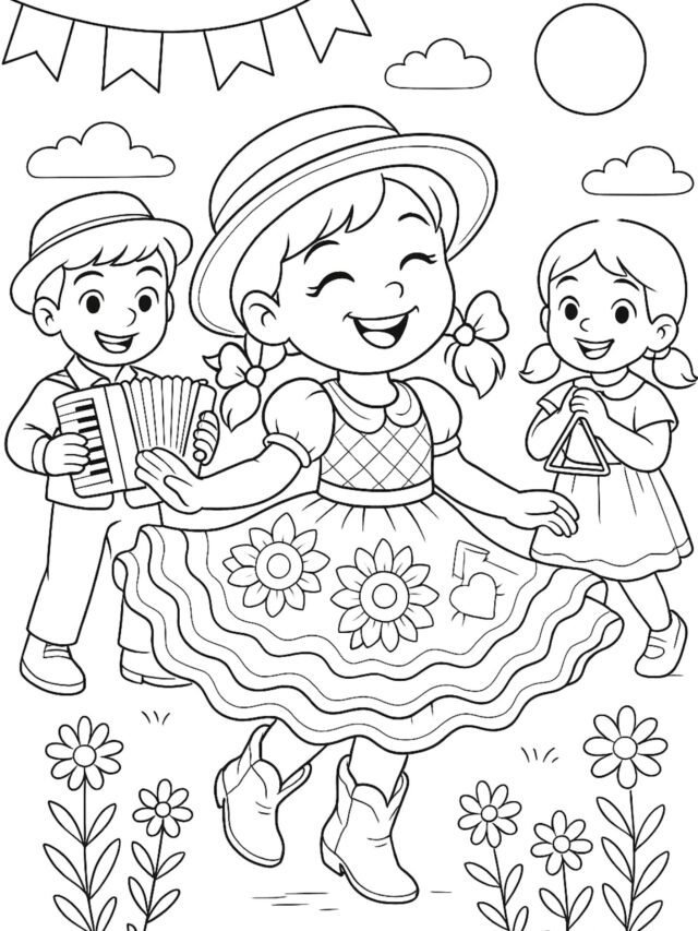 Desenhos para colorir festa junina