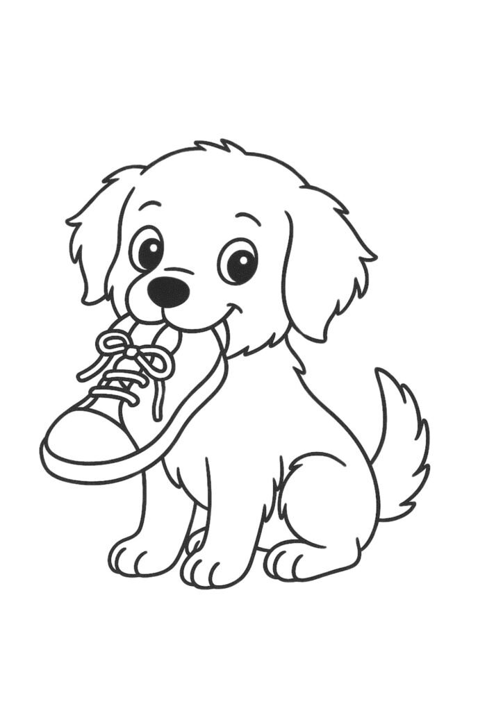 Cachorrinho Travesso com Tênis desenhos cachorro para colorir