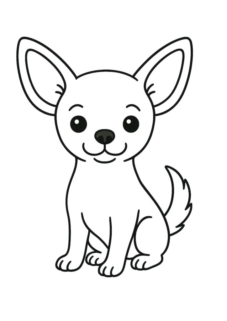 Chihuahua Adorável Em Desenho Linhas desenhos cachorro para colorir