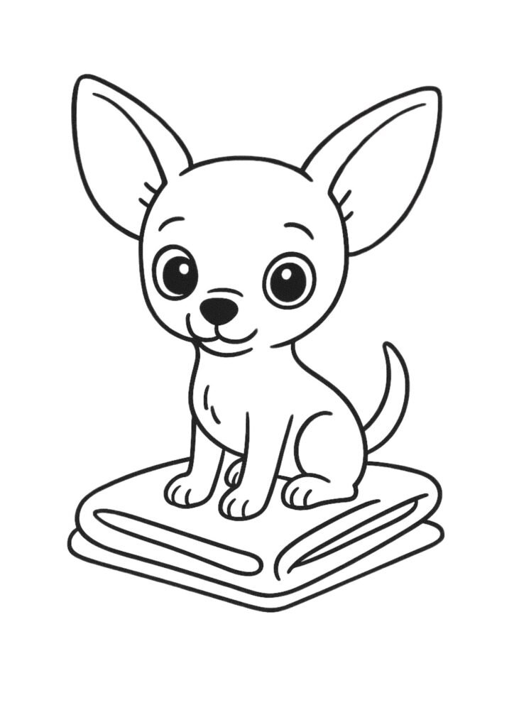 Filhote de Chihuahua sobre manta dobrada desenhos cachorro para colorir