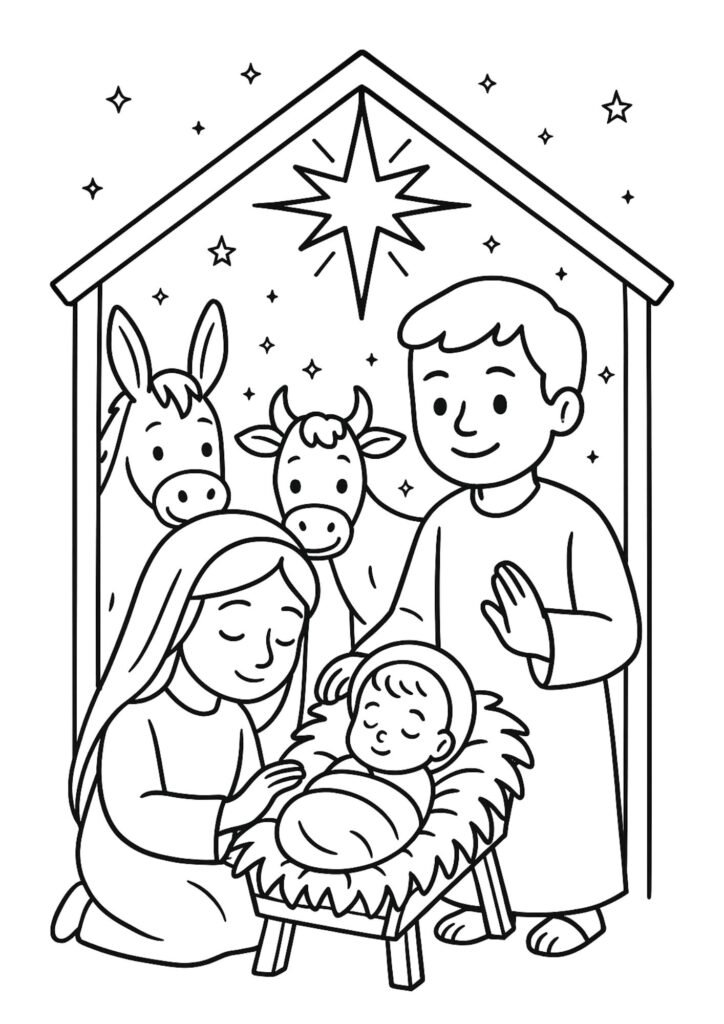 colorir nascimento de jesus