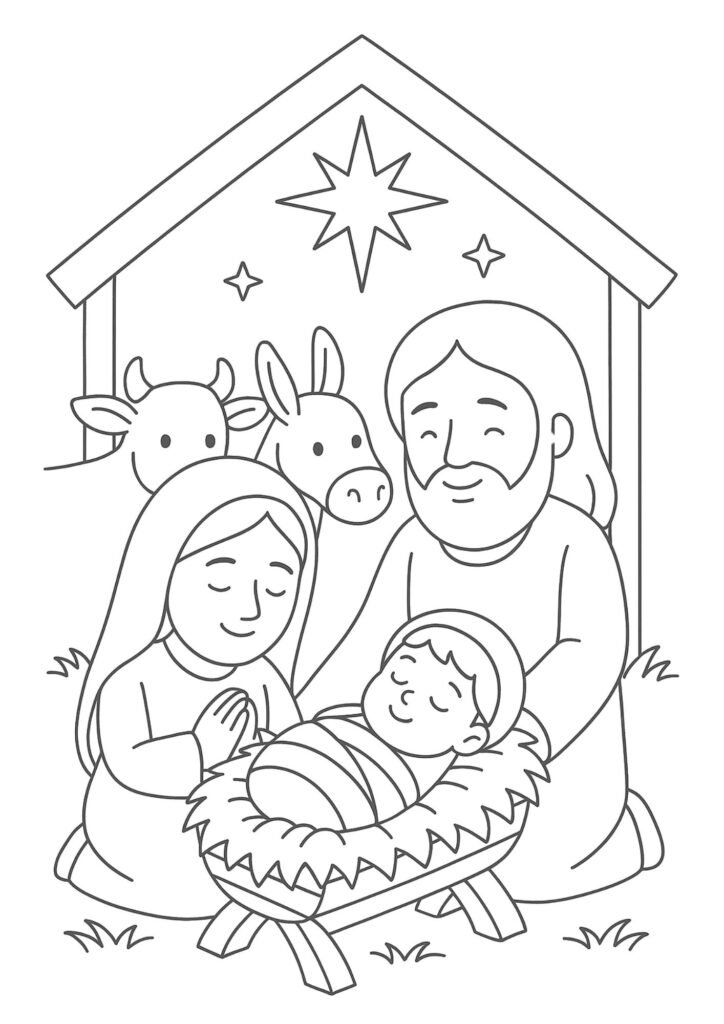 colorir nascimento de jesus