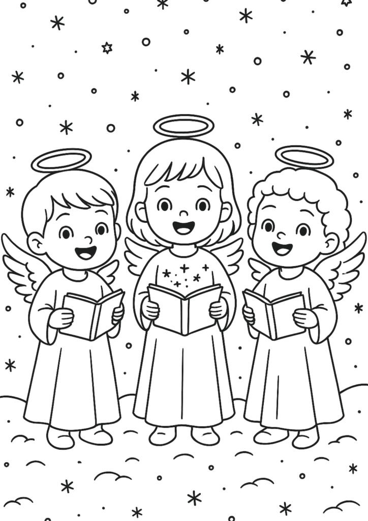 anjos de natal para colorir