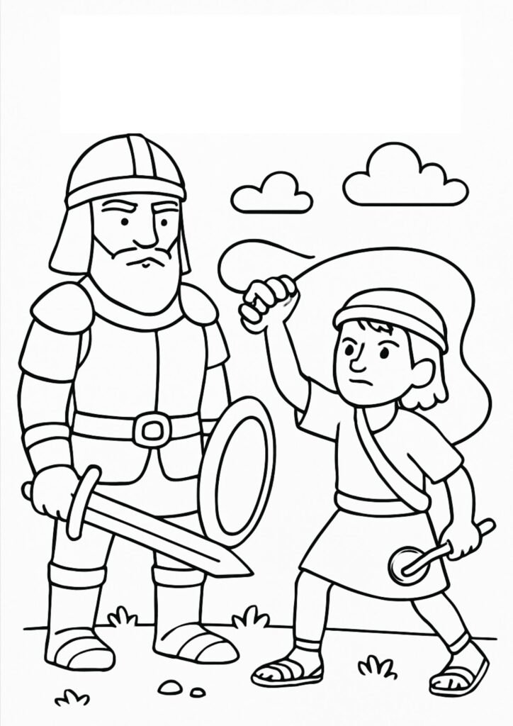 David and Goliath color page