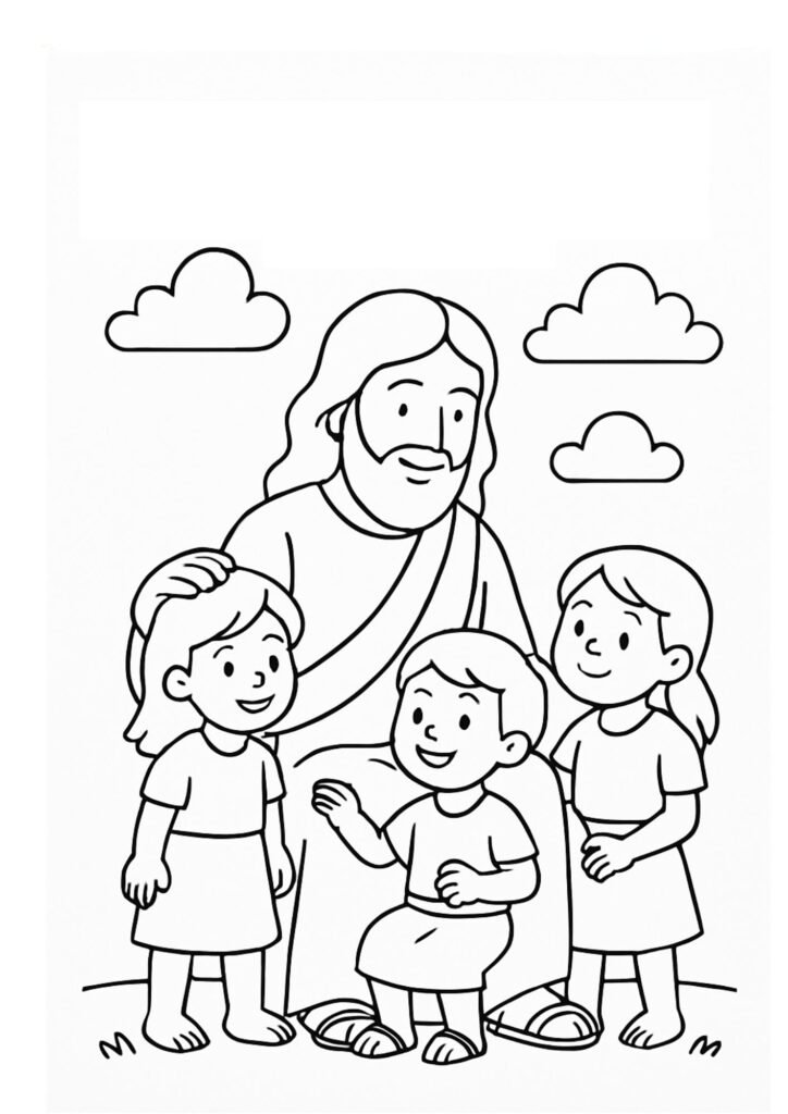 Jesus with the Children color page