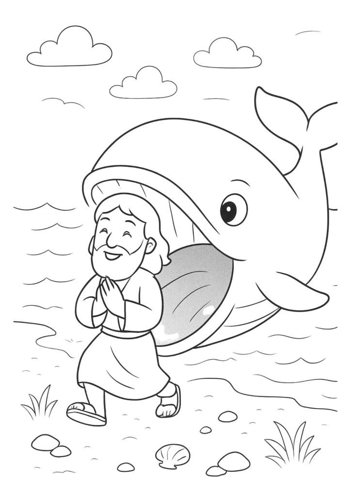 Jonah and the Big Fish – Christian Coloring Page