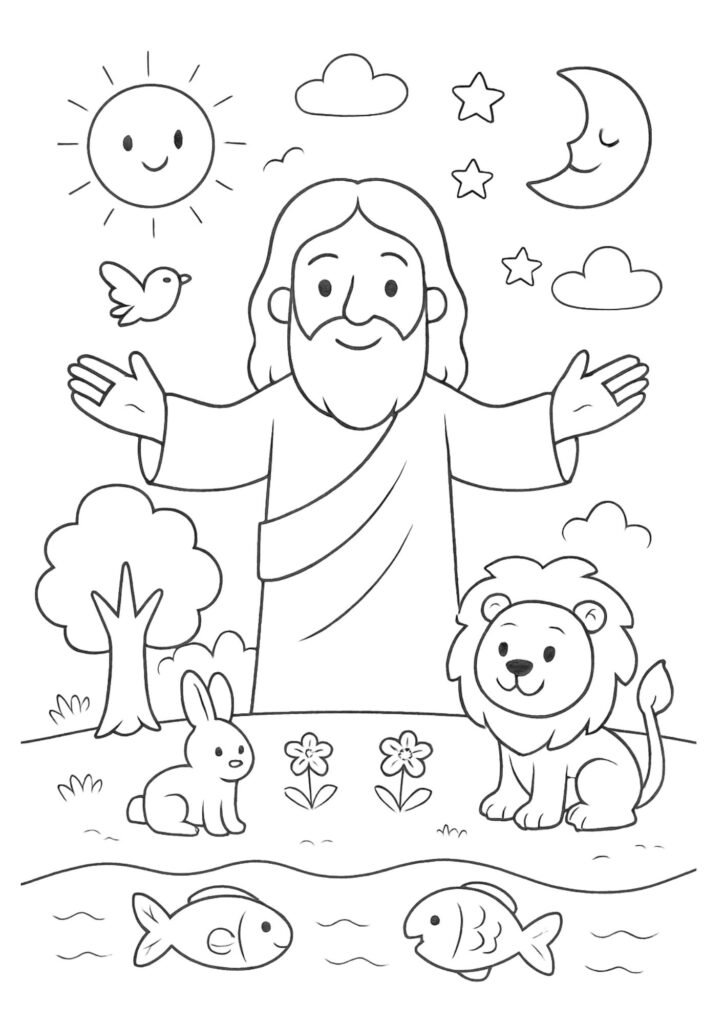The Creation of the World – Bible Coloring Page
