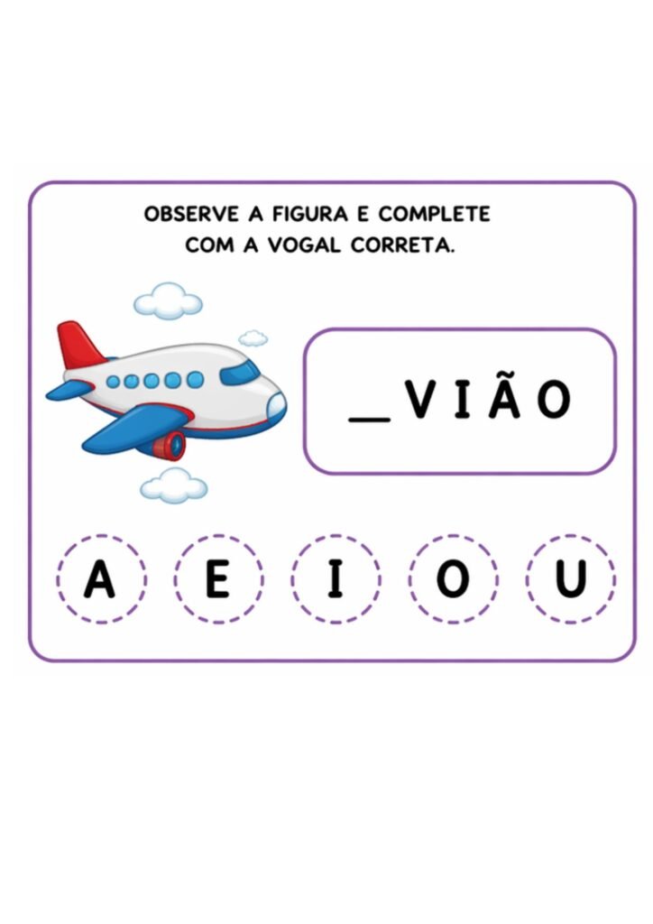 Atividades com vogais e figuras 