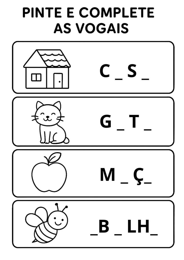 pinte e complete as vogais 