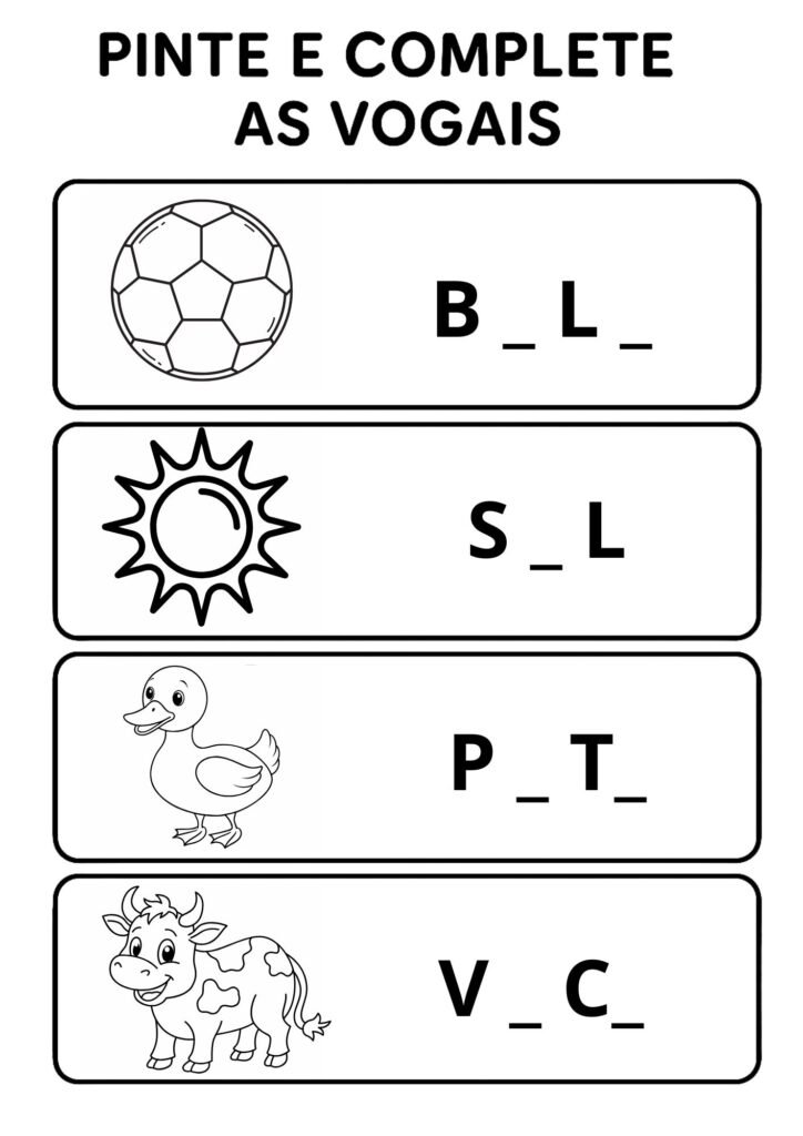 pinte e complete as vogais 