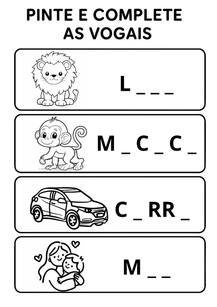 pinte e complete as vogais 