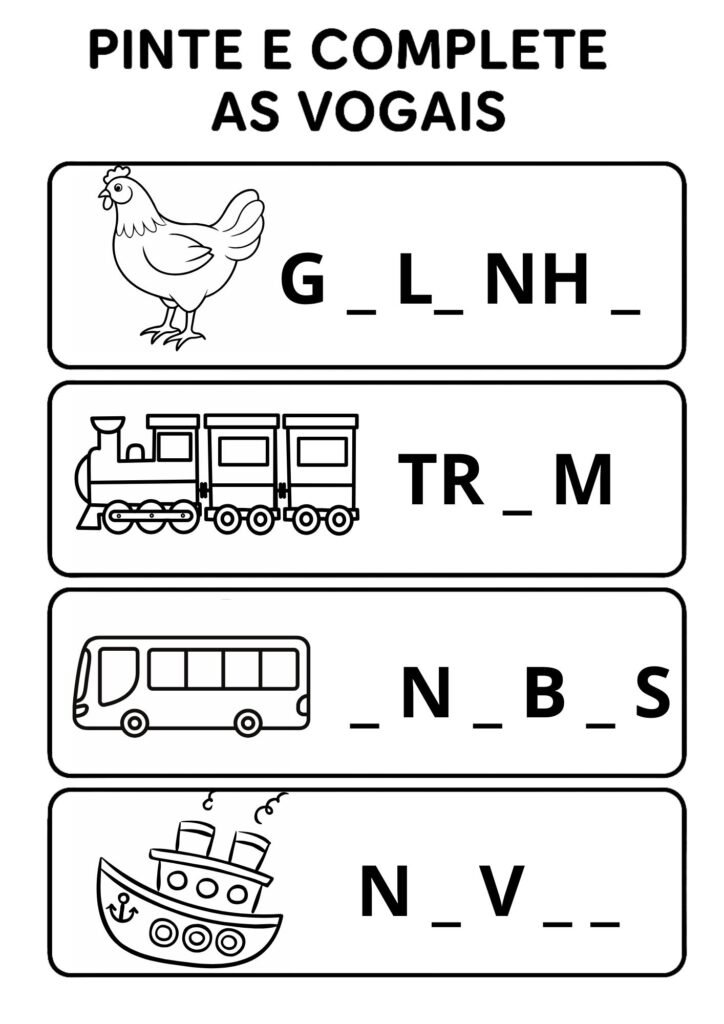 pinte e complete as vogais 