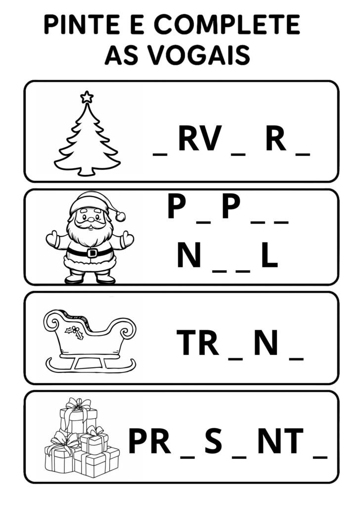pinte e complete as vogais natal