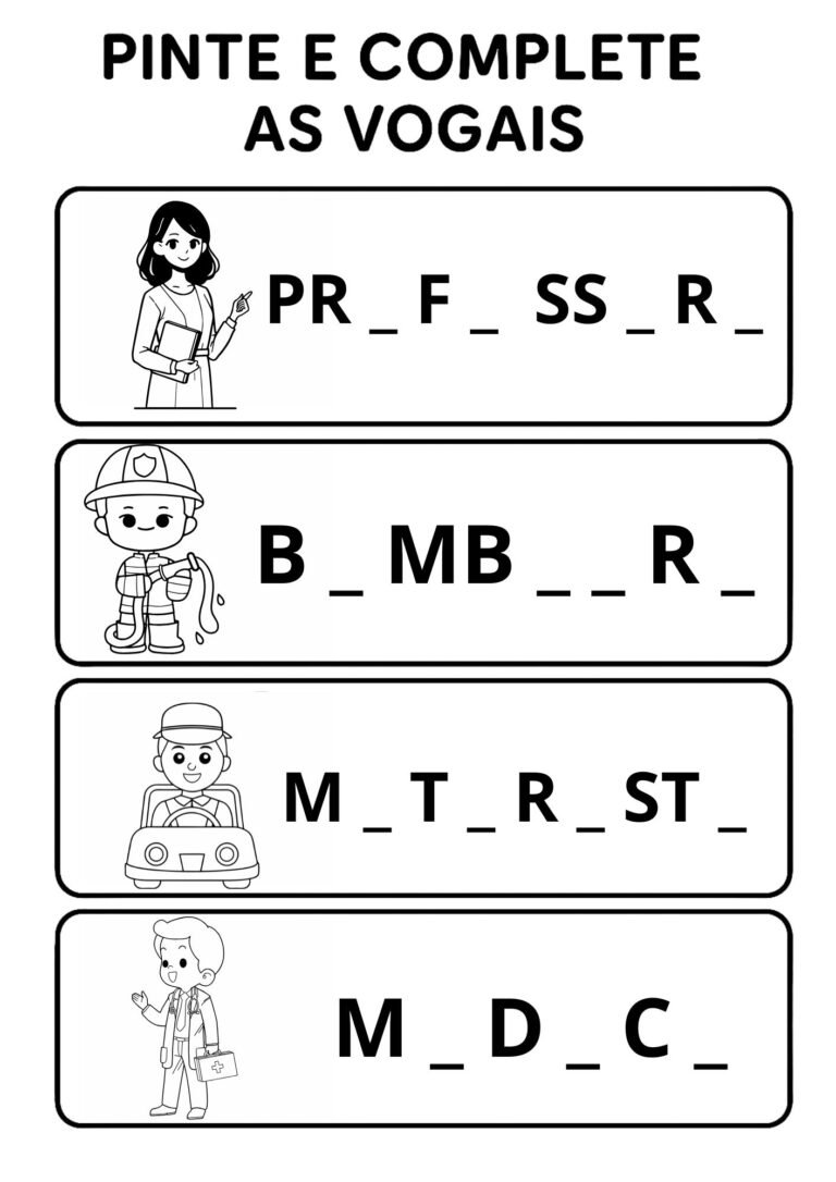 pinte e complete as vogais