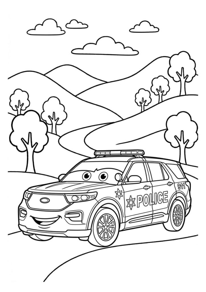 carro de polícia para colorir