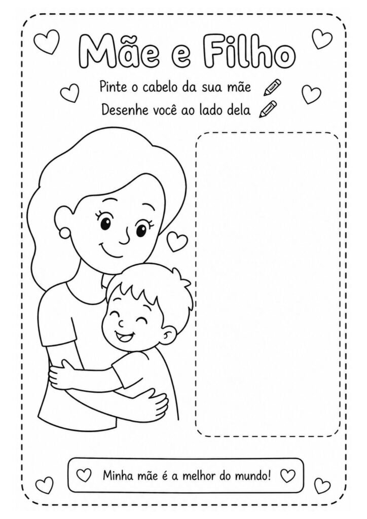 desenho e atividade mãe e filho para colorir