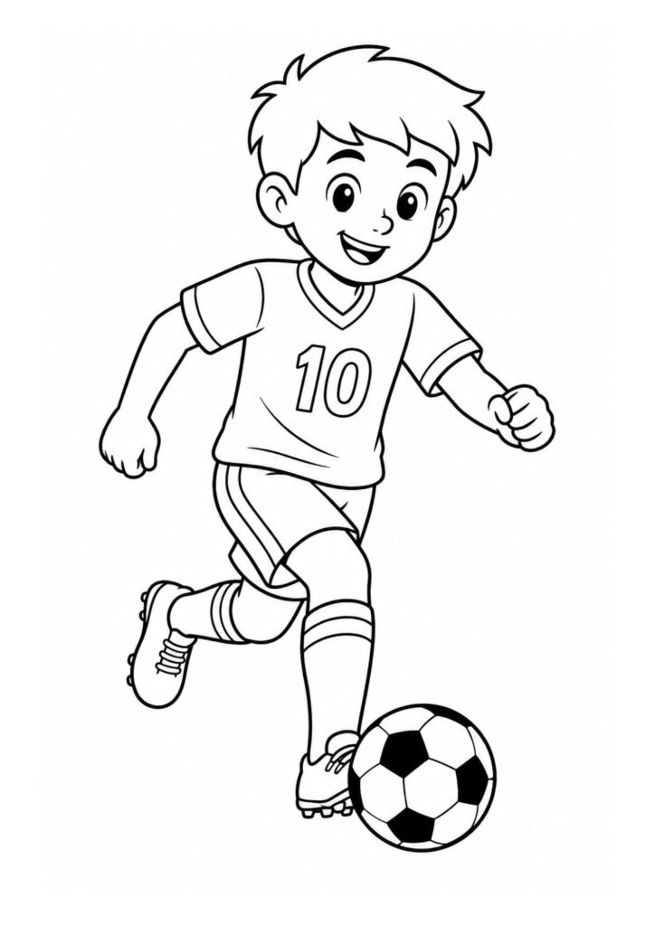 Jogador de Futebol para Colorir Infantil