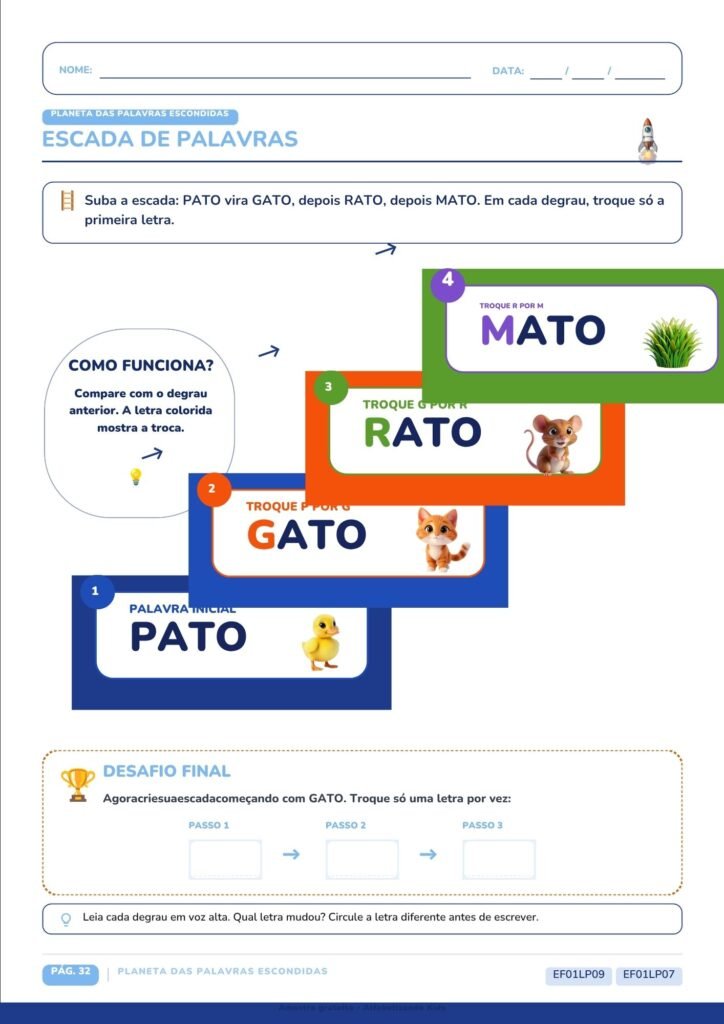 Atividade de leitura e construção progressiva de palavras