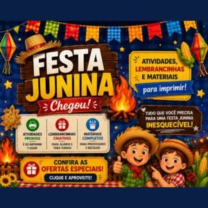 Atividades de Festa Junina para imprimir com jogos, lembrancinhas e exercícios para educação infantil