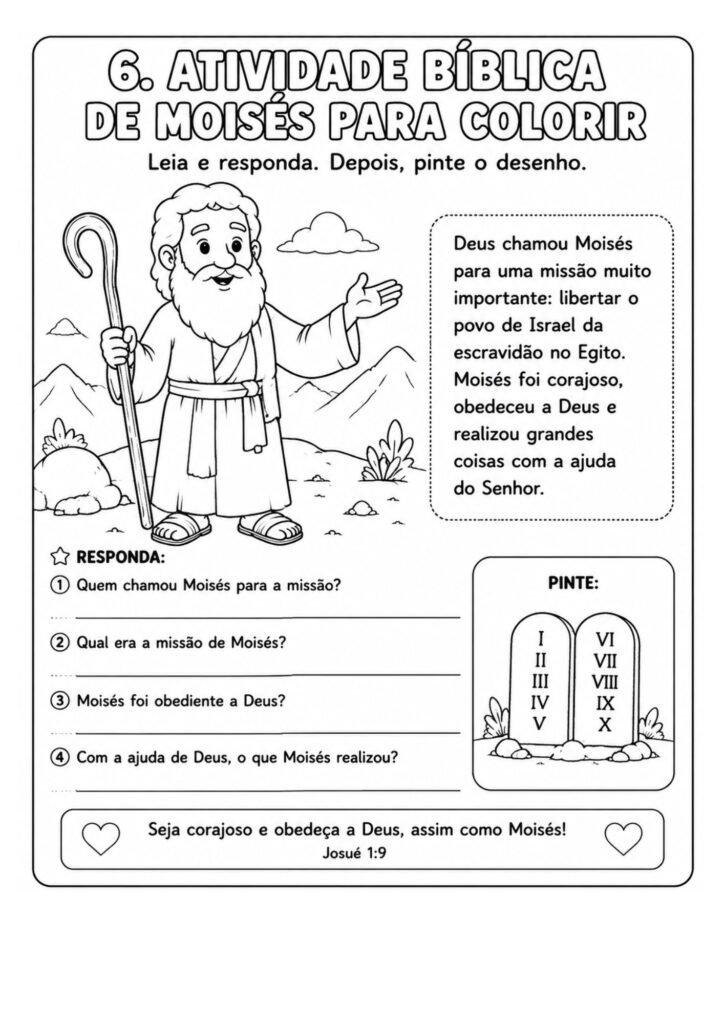 Atividade bíblica de Moisés para colorir Atividade bíblica de Moisés para colorir