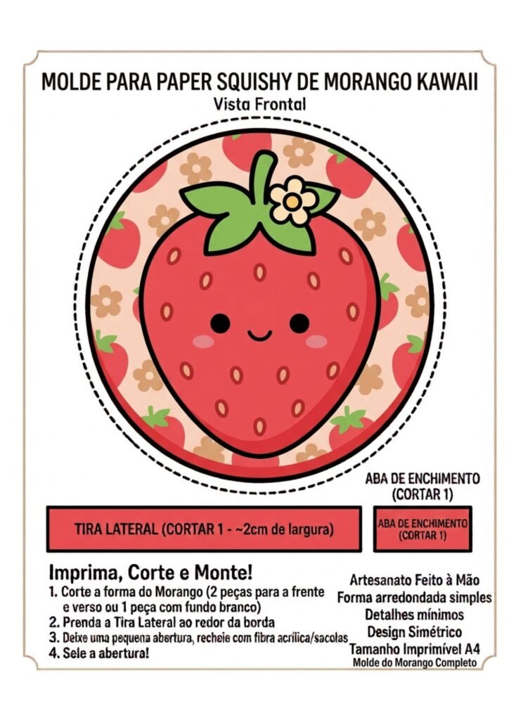 Paper Squishy de Morango para Imprimir