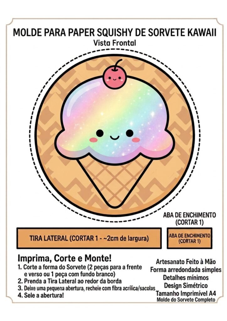 Paper Squishy de Sorvete para Imprimir