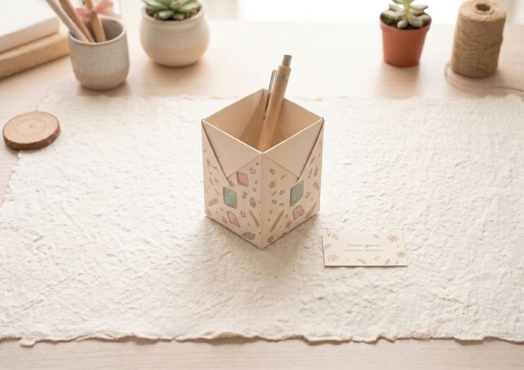 Porta-caneta de papel para lembrancinha de professor