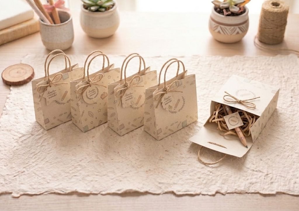 Sacolinha de papel personalizada para lembrancinha de professor